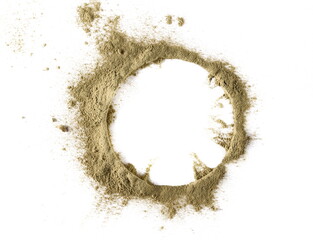 Fototapeta premium Organic hemp protein powder isolated on white, top view