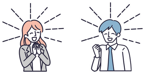 笑顔　男女　シンプルイラスト