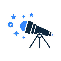 Telescope, astronomy, science icon. Editable vector graphics.