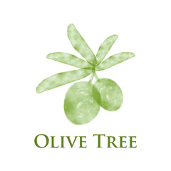 Olive Tree water colour vector inspiration, Design element for logo, poster, card, banner, emblem, t shirt. Vector illustration