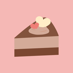 シンプルでかわいいバレンタインのチョコレートケーキのイラスト