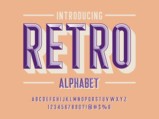 Chisel style alphabet design with uppercase, number and symbols