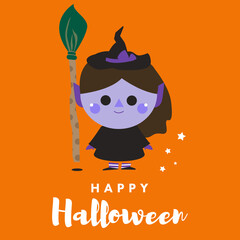 Cute Witch vector illustration with Halloween theme.