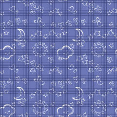 baby print seamless pattern clouds stars sun flowers cage vector illustration