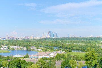Fototapeta na wymiar Summer Moscow landscape. View from Krylatskoye Hills. 