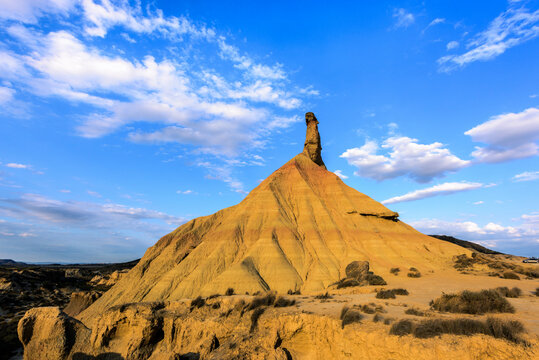 Castil de Tierra Mountain against blue sky, Banderas Reales, Navarre, Spain