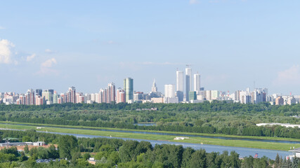 Summer Moscow landscape. View from Krylatskoye Hills. 