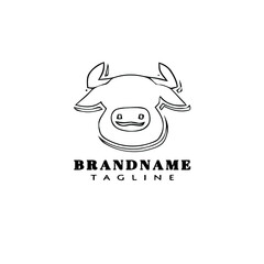 Obraz premium bull logo cartoon icon design template black vector illustration