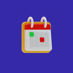 calendar icon 3d rendering