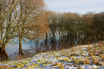 Derwent reservoir, winter landscape.