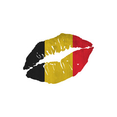 World countries. Lip print patriotic kiss- sublimation on white background. Belgium