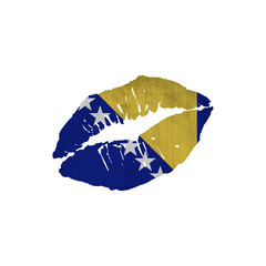 World countries. Lip print patriotic kiss- sublimation on white background. Bosnia and Herzegovina