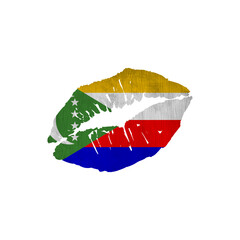 World countries. Lip print patriotic kiss- sublimation on white background. Comoros