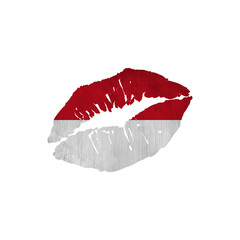 World countries. Lip print patriotic kiss- sublimation on white background. Indonesia