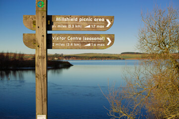 Derwent reservoir, winter landscape.