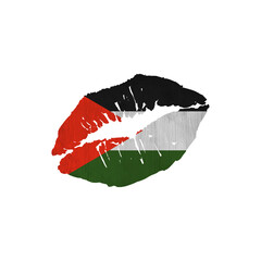 World countries. Lip print patriotic kiss- sublimation on white background. Palestinian National Authority