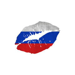 World countries. Lip print patriotic kiss- sublimation on white background. Russia