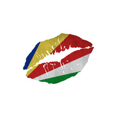 World countries. Lip print patriotic kiss- sublimation on white background. Seychelles