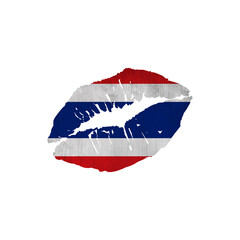 World countries. Lip print patriotic kiss- sublimation on white background. Thailand