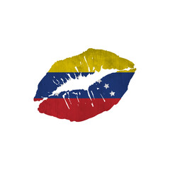 World countries. Lip print patriotic kiss- sublimation on white background. Venezuela
