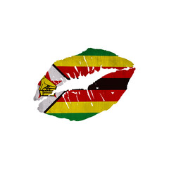 World countries. Lip print patriotic kiss- sublimation on white background. Zimbabwe