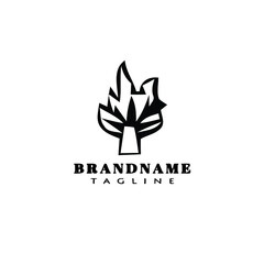 burning bush logo cartoon icon design symbol black isolated vector illustration