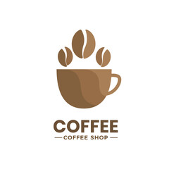 Coffee cup with beans logo design vector. Logo Coffee for coffee brand and coffee shop 