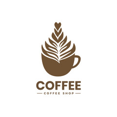 Coffee cup and latte art logo design vector templatel. Latte art Coffee for coffee brand and coffee shop 