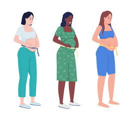 Obraz premium Expecting mom semi flat color vector character set. Standing figures. Full body people on white. Family members isolated modern cartoon style illustration for graphic design and animation pack