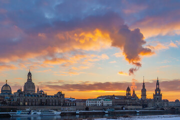 Altstadt von Dresden im Winter