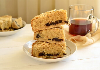 Almond cake with prunes. Bakewell tart.