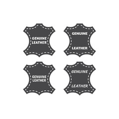 Genuine leather black vector icon. Leather label symbol.