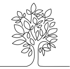 Abstract tree as line drawing on the white background. Vector