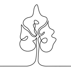 Abstract tree as line drawing on the white background. Vector