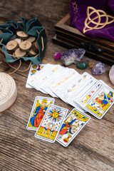 Fototapeta na wymiar Fortune telling on tarot cards