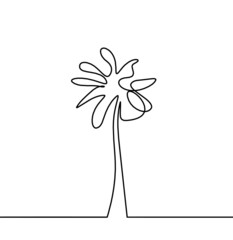 Abstract palm tree as line drawing on the white background. Vector