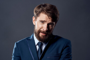 bearded man emotions hand gestures isolated background