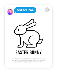 Easter bunny thin line icon. Modern vector illustration.