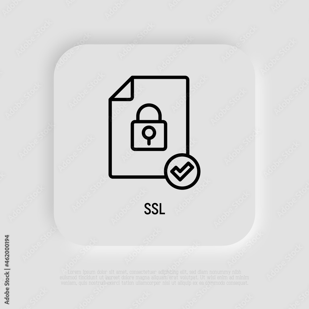 Wall mural ssl thin line icon. modern vector illustration of secure payment.