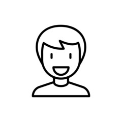 Smiling man thin line icon. Modern vector illustration.