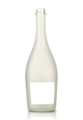 empty glass champagne bottle without cork