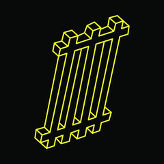 Impossible object. Optical illusion shape. 3d illustration. Geometric figures. Optical art.