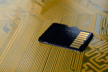 micro sd card on the background of the chip.