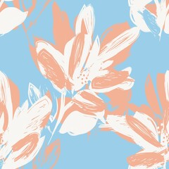 Floral Brush strokes Seamless Pattern Background