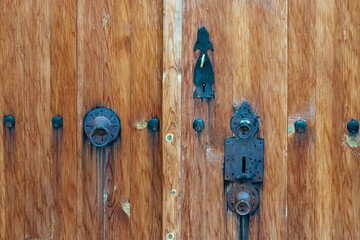 Wooden door detail in village house