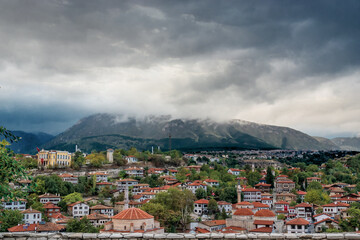 General view of a town of old houses.