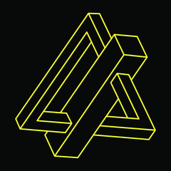 Impossible shape logo design, optical illusion object. Optical art. Sacred geometry figure. Escher style.
