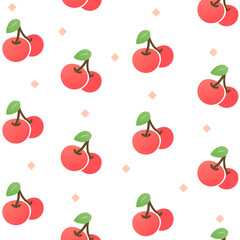 Seamless pattern with cherry berries. gradient cherry on white background. Cute cartoon fruit pattern, flat design for fashion print.