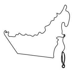 Map of UAE as line drawing on white background. Vector