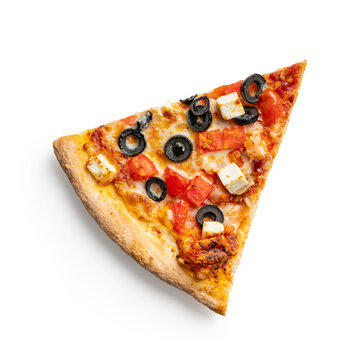 Isolated pizza slice on white background
